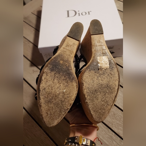 Dior Antica Suede Stitched Cork Sandals - Picture 5 of 5